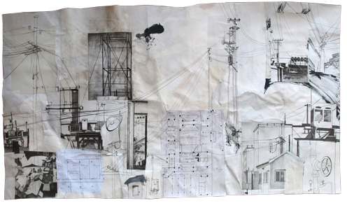 Hinchee Hung ink drawing collage